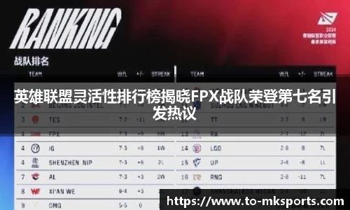 英雄联盟灵活性排行榜揭晓FPX战队荣登第七名引发热议